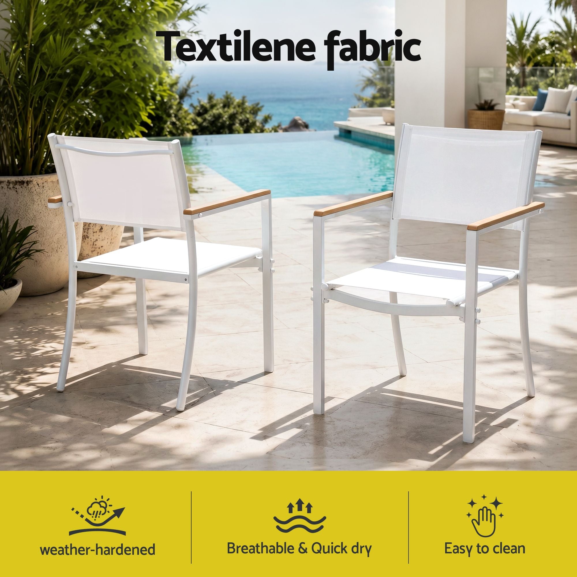 7PCS Outdoor Dining Set Table and Chairs Patio Garden Furniture Bistro Set White
