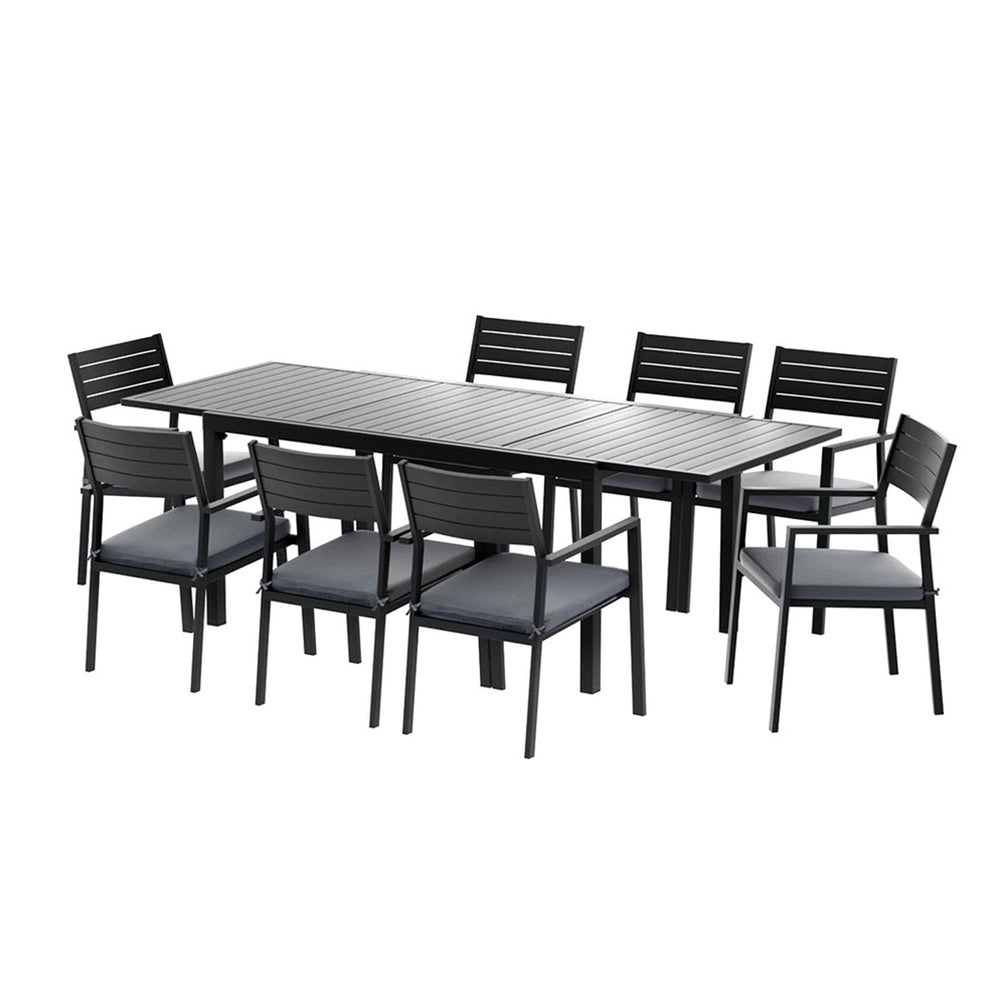 Outdoor Dining Set 9PCS Aluminum Extendable Table Chairs Patio Furniture