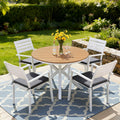 5 Piece Outdoor Dining Set with Aluminium Frame and WPC Tabletop - Natural White