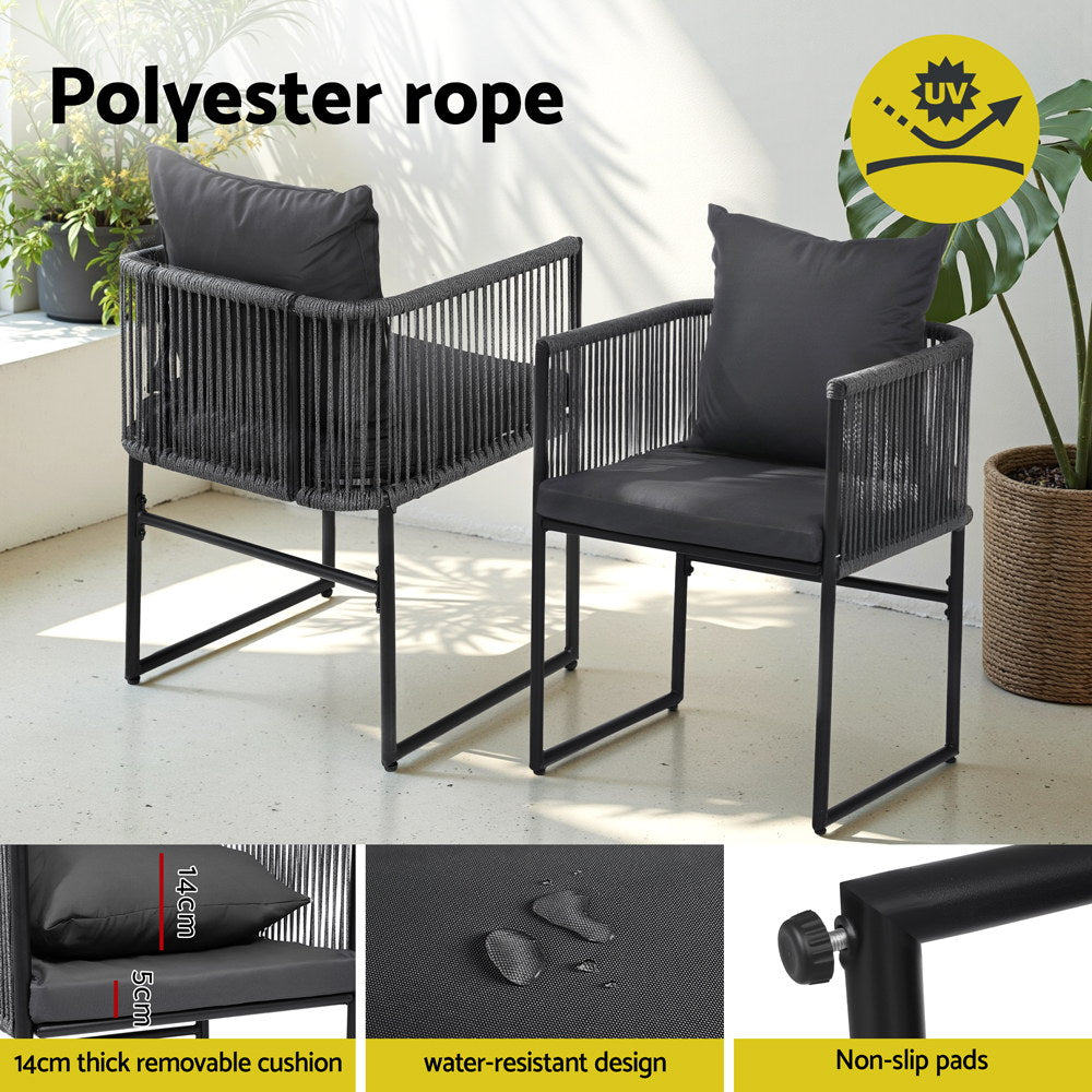 5PC Outdoor Dining Set Table and Chairs Patio Furniture Garden Bistro Set Black