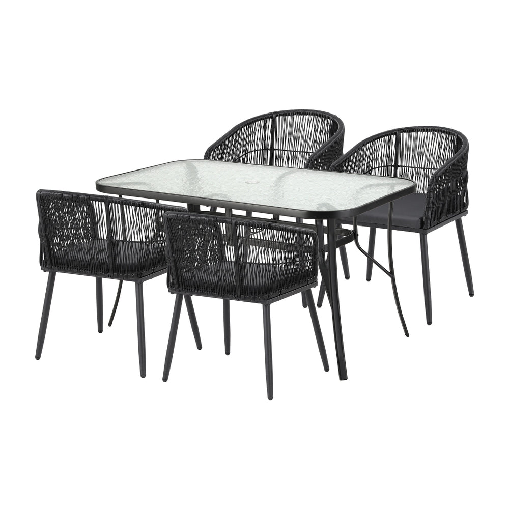 5PC Outdoor Dining Set Table and Chairs Garden Patio Furniture Bistro Set Black