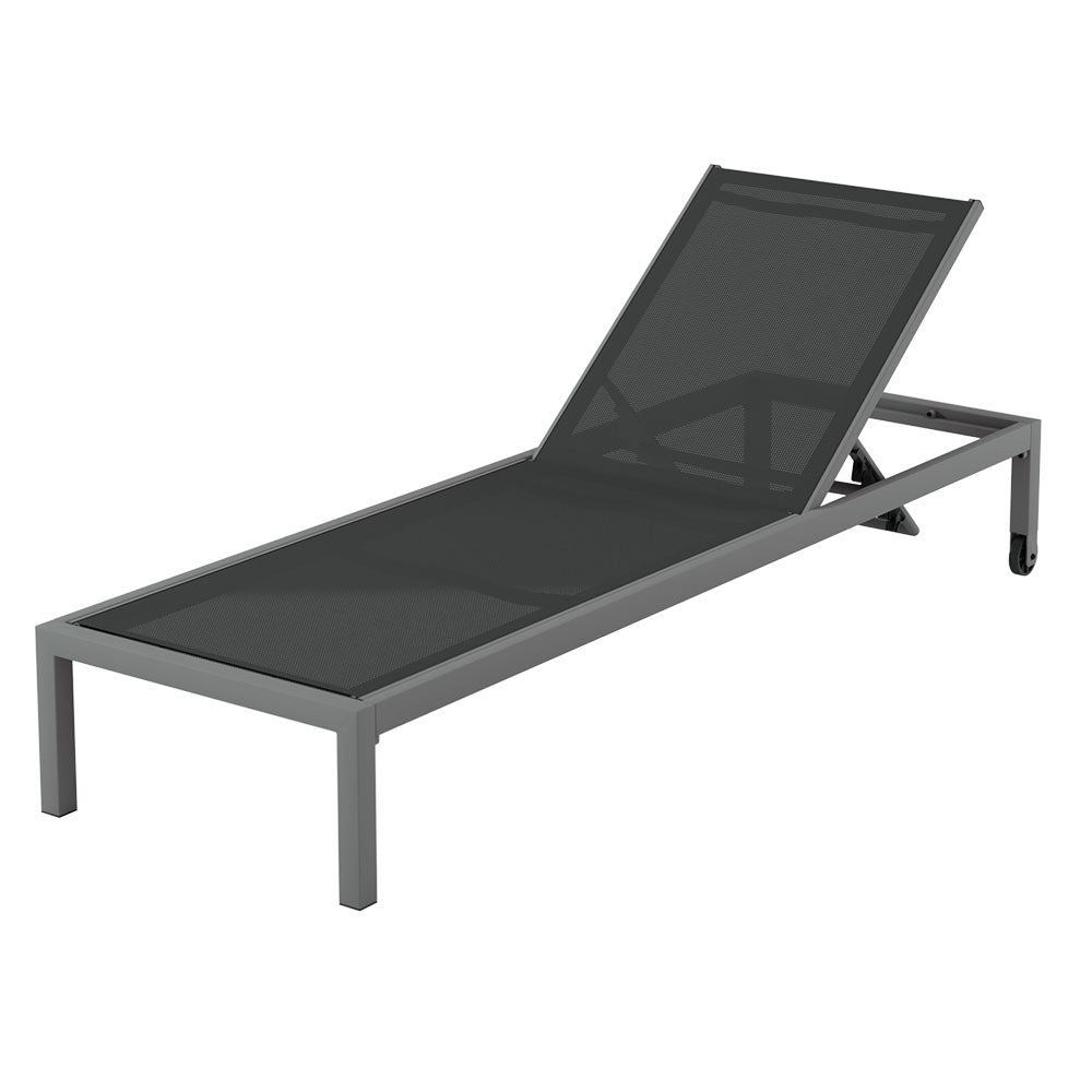 Aluminium Sun Lounger With Wheels Grey-1