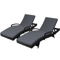 Set of 2 Bianca Outdoor Sun Lounger Chairs with Cushion - Black