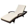 Bianca Outdoor Sun Lounger Chair with Cushion - Brown