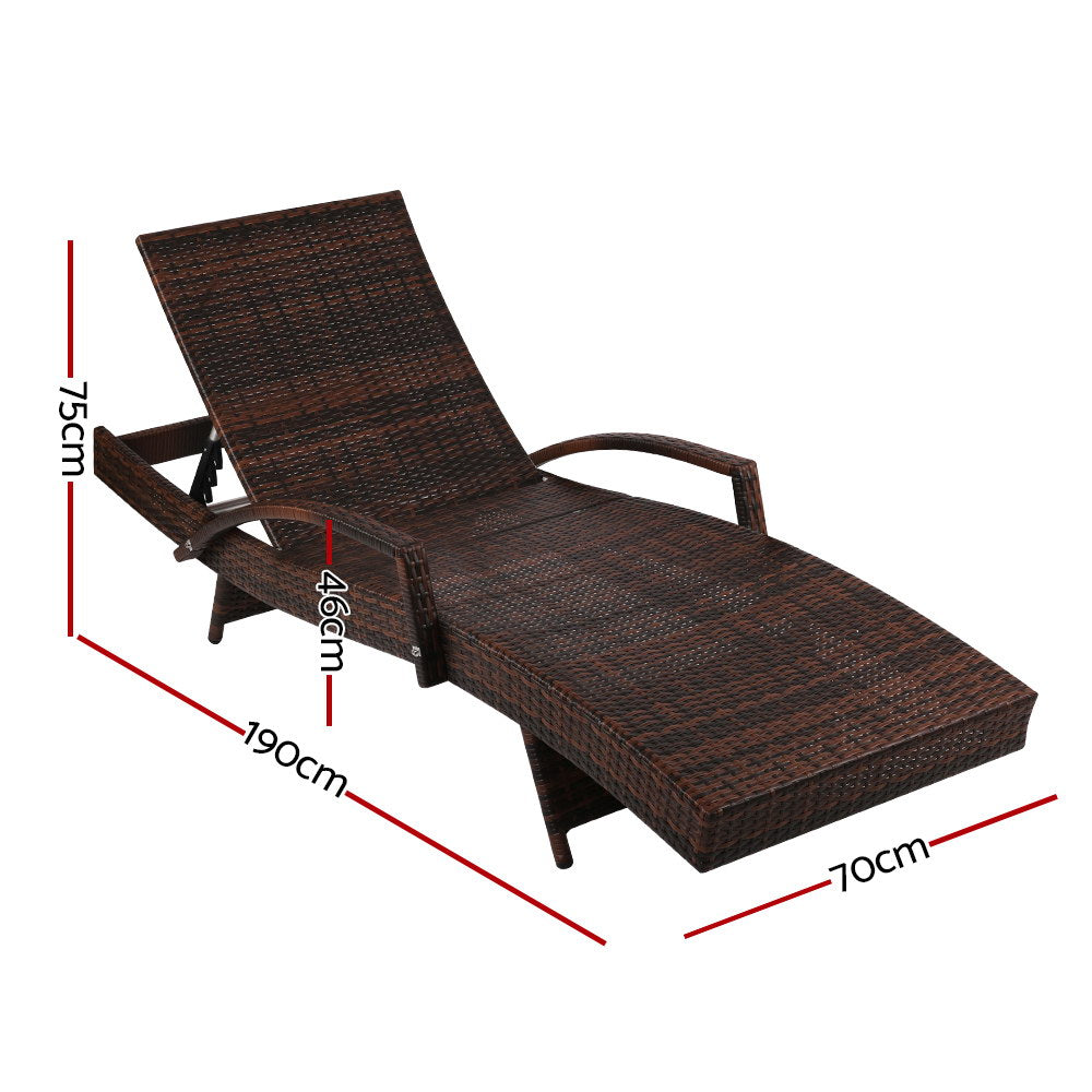 Bianca Outdoor Sun Lounger Chair with Cushion - Brown-2
