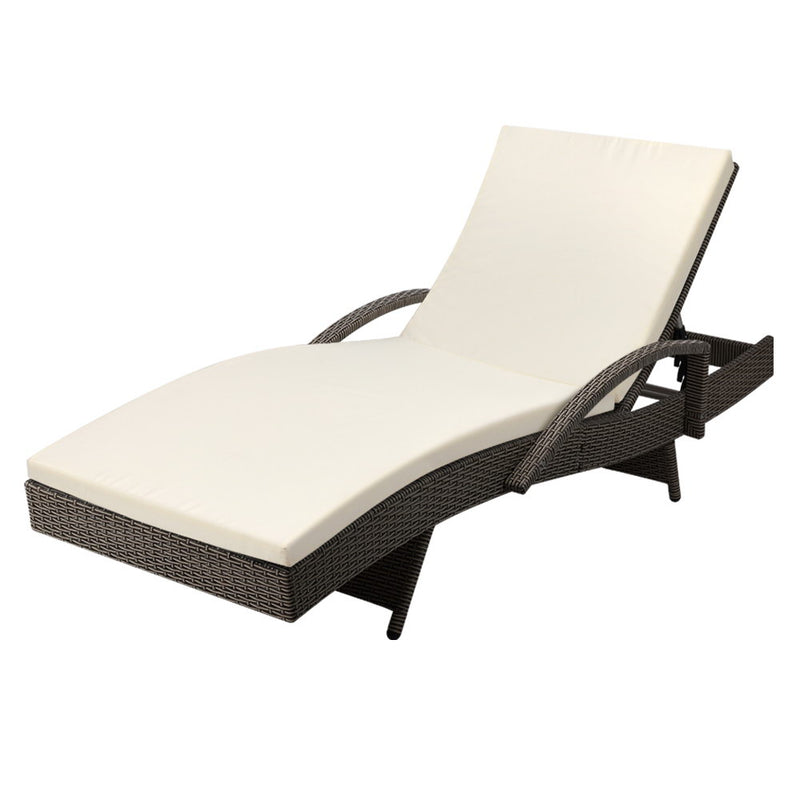 Bianca Outdoor Sun Lounger Chair with Cushion - Grey-1