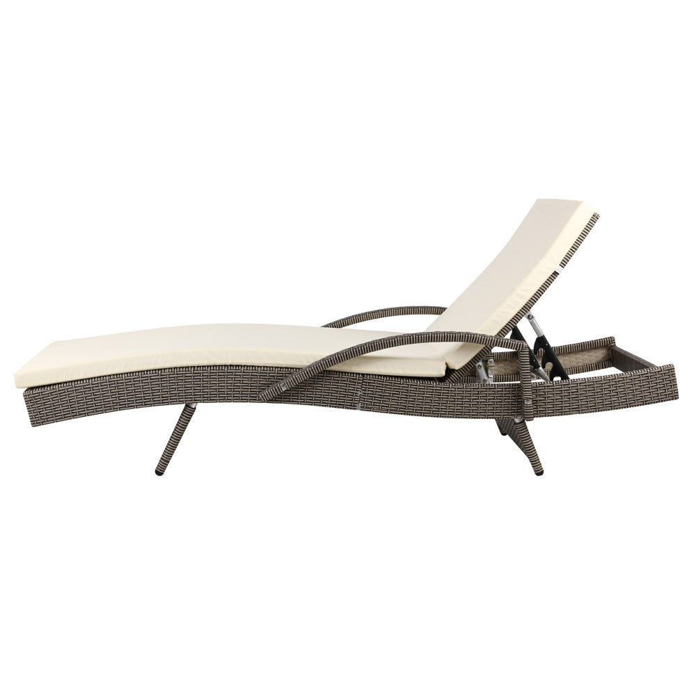 Bianca Outdoor Sun Lounger Chair with Cushion - Grey-4