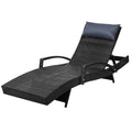 Bianca Outdoor Sun Lounger Chair with Pillow Headrest - Black