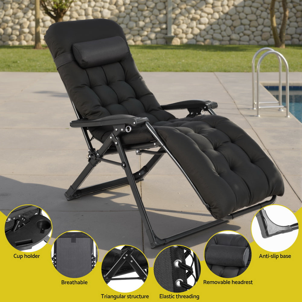 Sun Lounge Lounger Folding Camping Zero Gravity Chair Outdoor Furniture