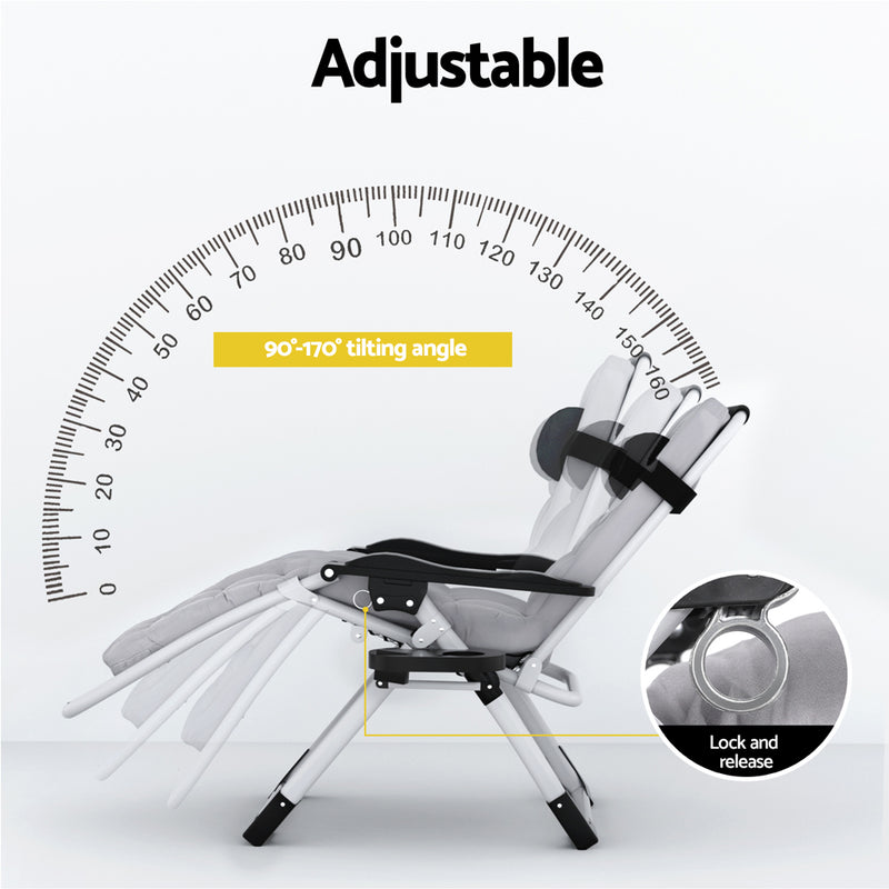 Sun Lounge Folding Lounger Camping Zero Gravity Chair Outdoor Furniture-4