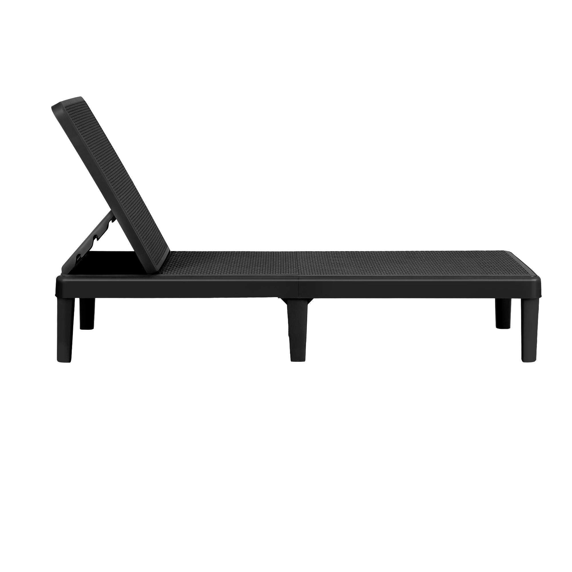 Adjustable Outdoor Sun Lounger Patio Furniture Lightweight - Black