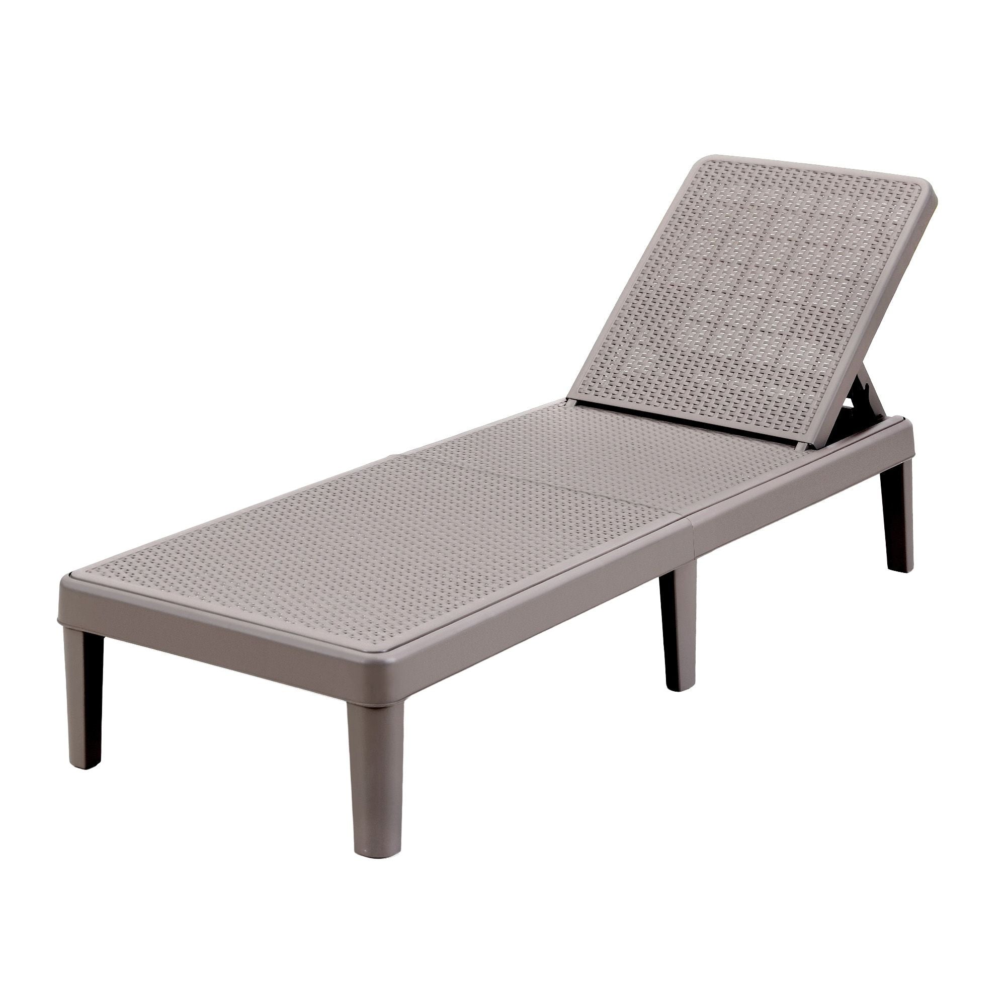 Adjustable Outdoor Sun Lounger Patio Furniture Lightweight - Brown