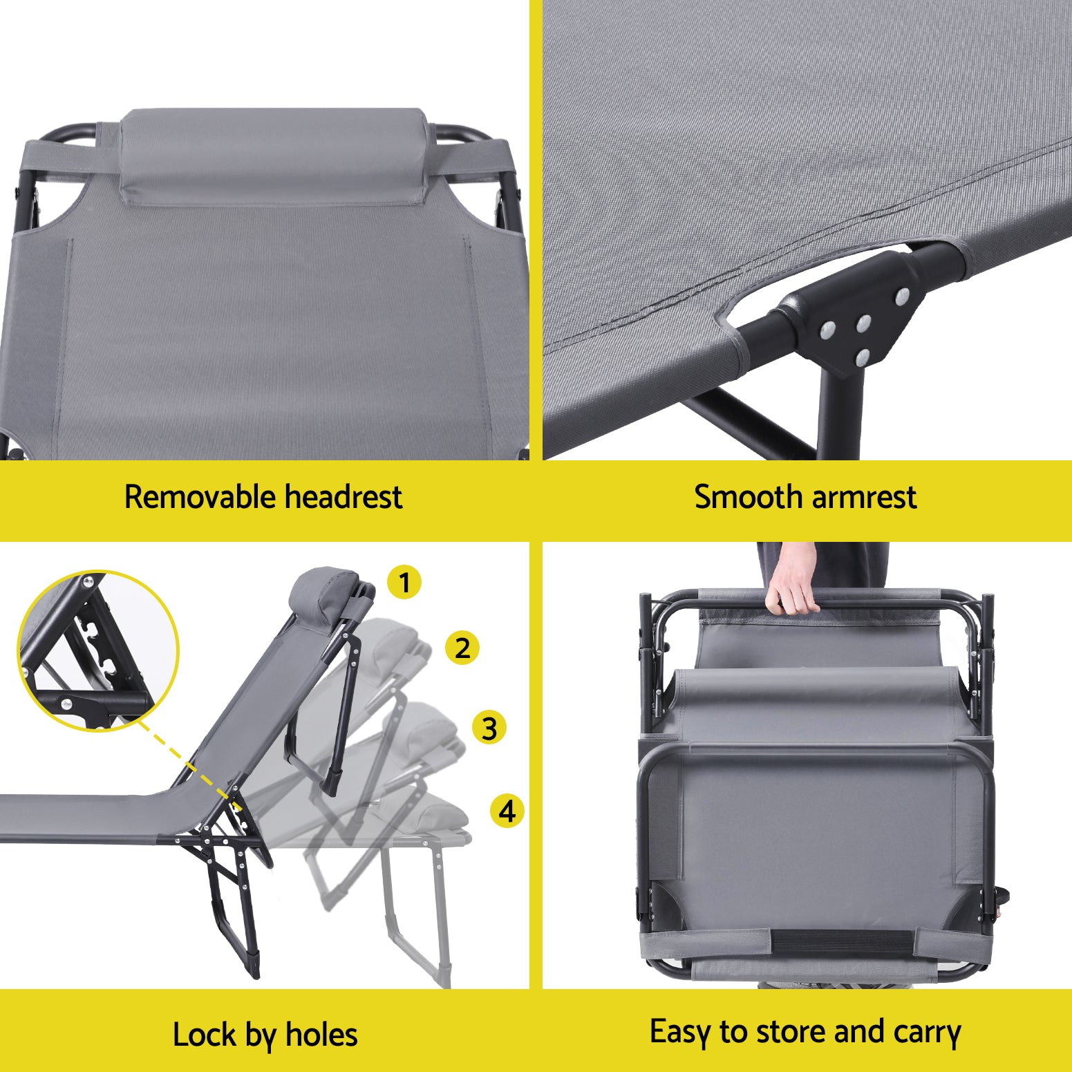 Sun Lounger Folding Lounge Beach Chair Patio Outdoor Furniture