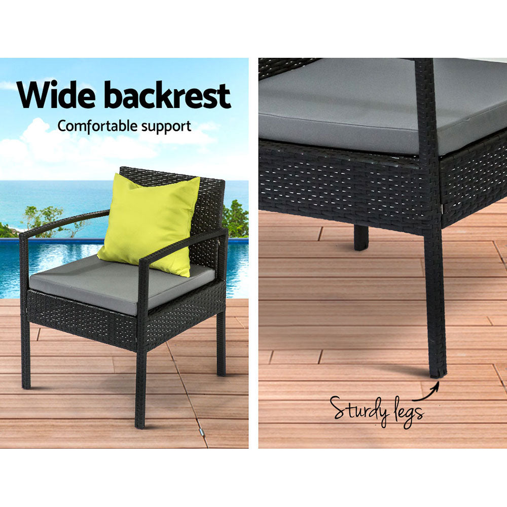 Outdoor Sofa Set Wicker Lounge Setting Table and Chairs Storage Cover-5
