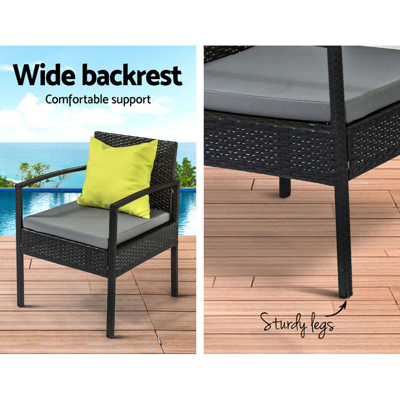 Outdoor Sofa Set Wicker Lounge Setting Table and Chairs Storage Cover-5