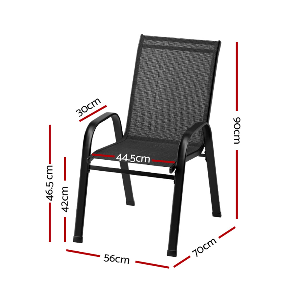 4PC Outdoor Dining Chairs Stackable Lounge Chair Patio Furniture Black
