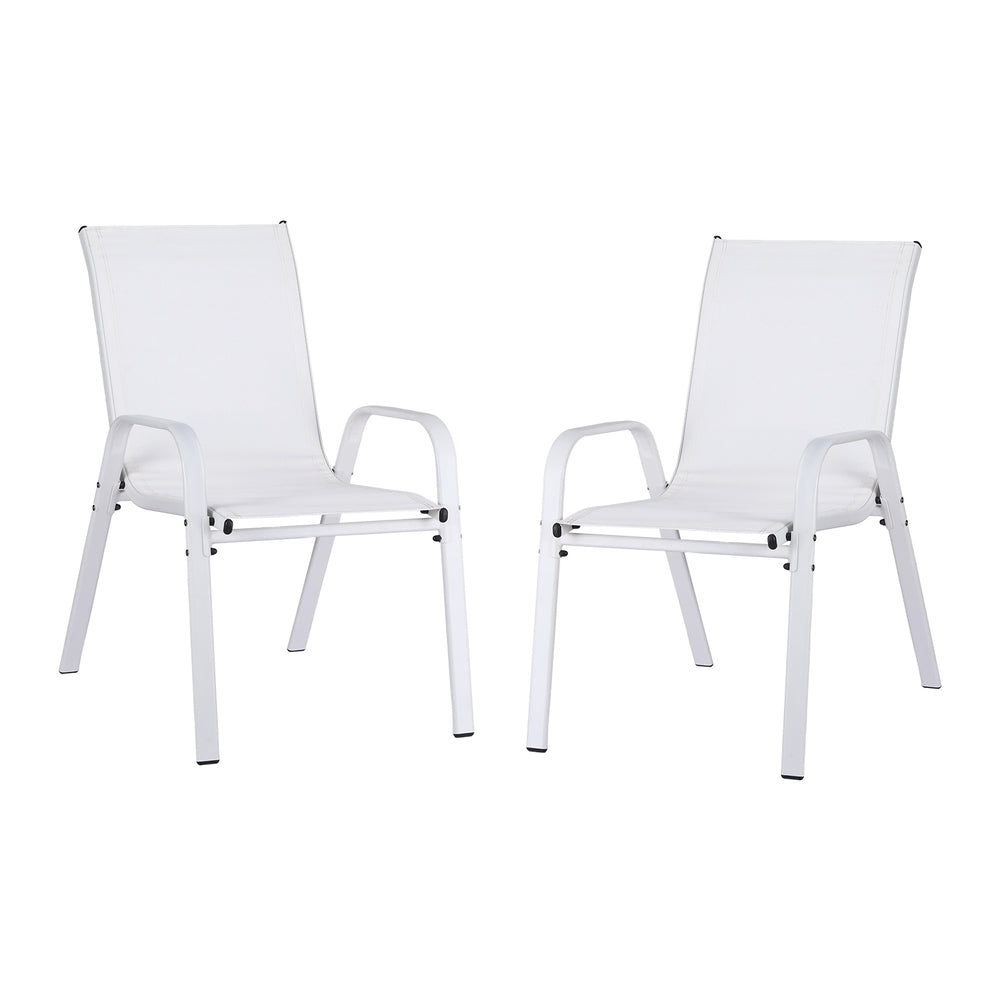 Set of 2 Outdoor Stackable Chairs - White-3