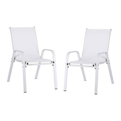 Set of 2 Outdoor Stackable Chairs - White