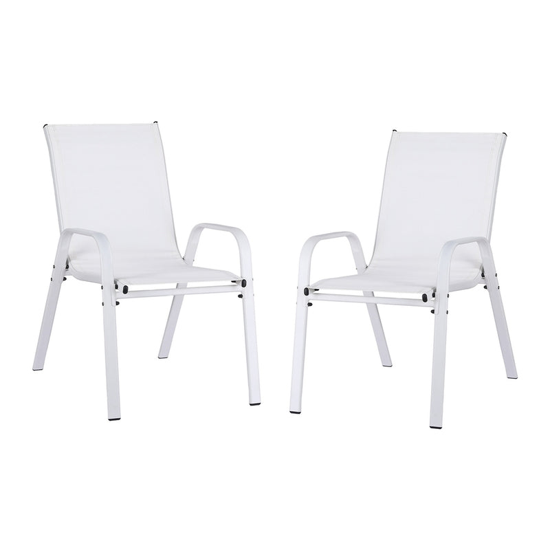 Set of 2 Outdoor Stackable Chairs - White-3
