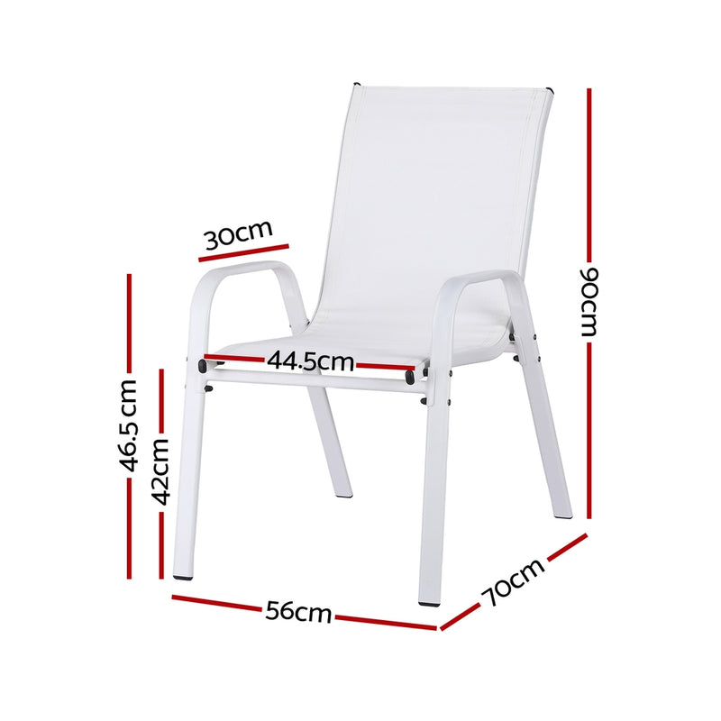 Set of 2 Outdoor Stackable Chairs - White-2