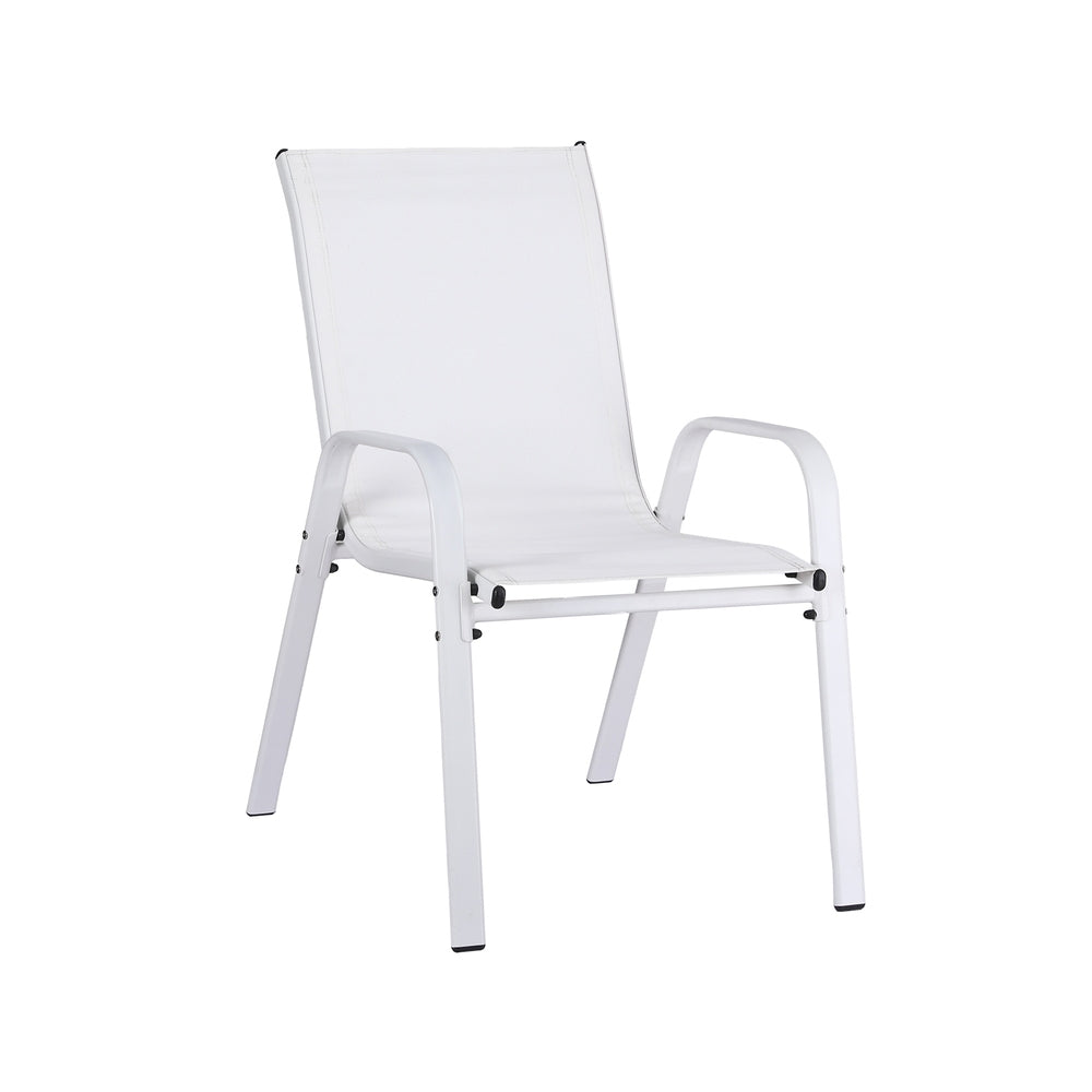 Set of 2 Outdoor Stackable Chairs - White-4