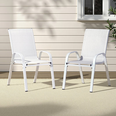 Set of 2 Outdoor Stackable Chairs - White