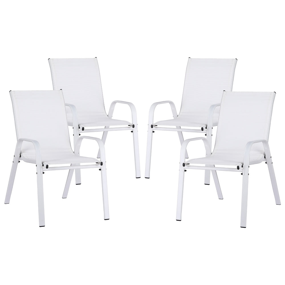 Set of 4 Outdoor Stackable Chairs - White