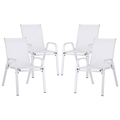 Set of 4 Outdoor Stackable Chairs - White