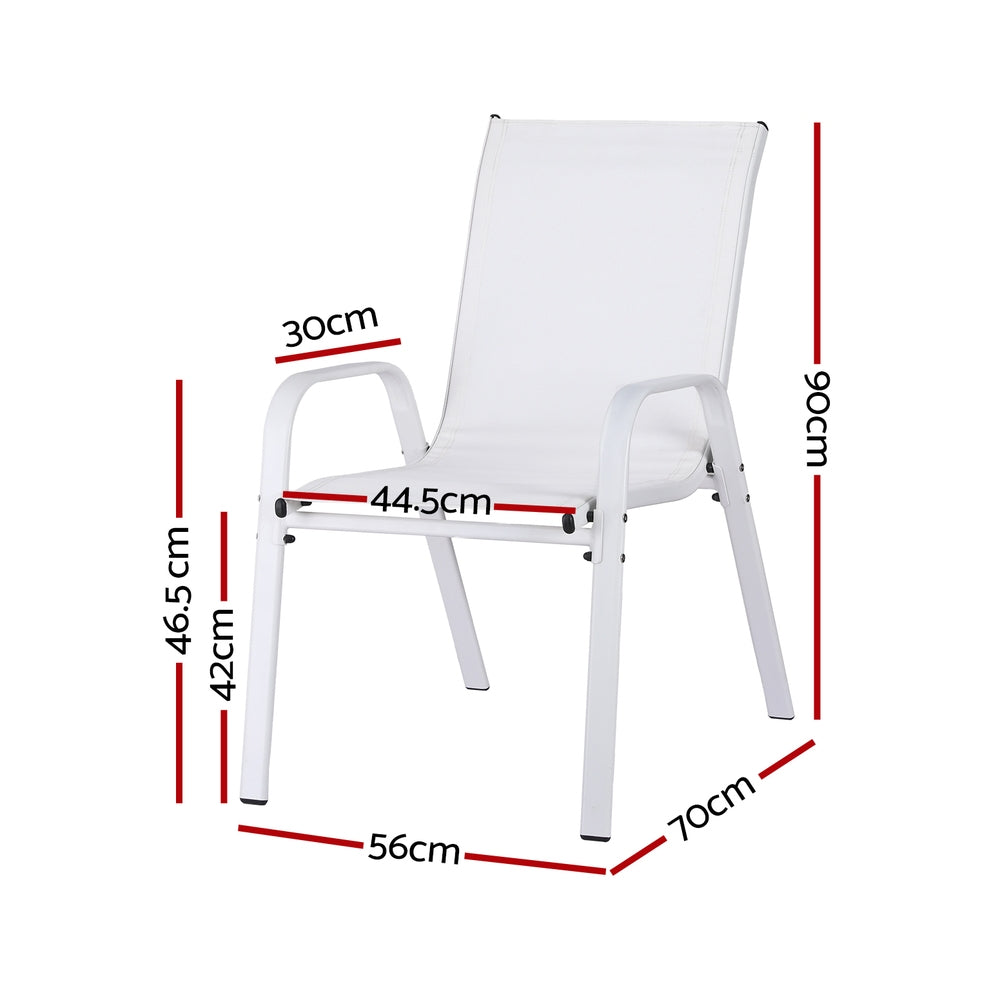 Set of 4 Outdoor Stackable Chairs - White-3