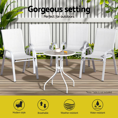 Set of 4 Outdoor Stackable Chairs - White
