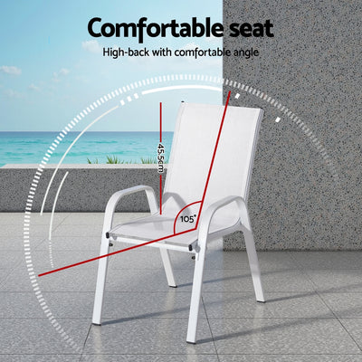 Set of 4 Outdoor Stackable Chairs - White