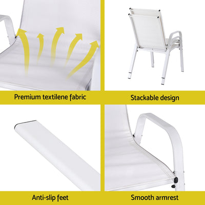 Set of 4 Outdoor Stackable Chairs - White