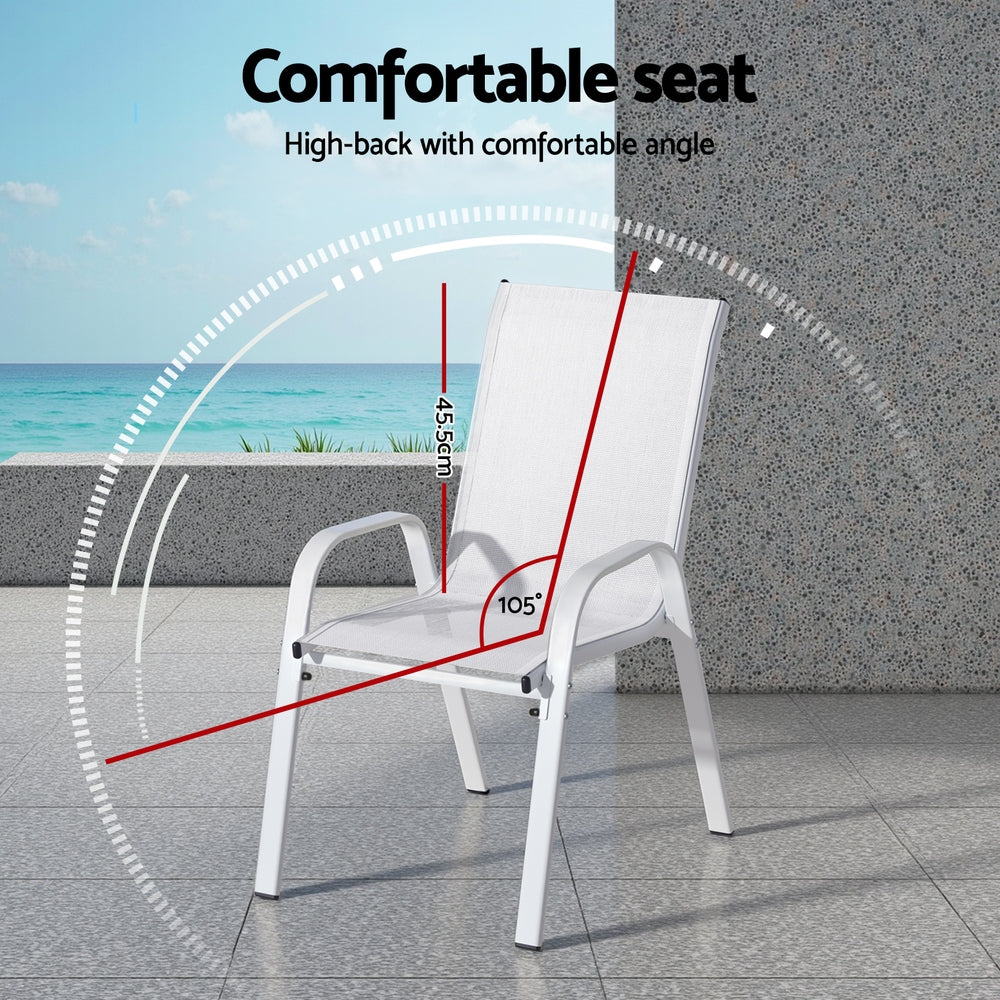 Set of 6 Outdoor Stackable Chairs - White