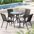 5-Piece Outdoor Dining Set with Table & Stackable Chairs - Black