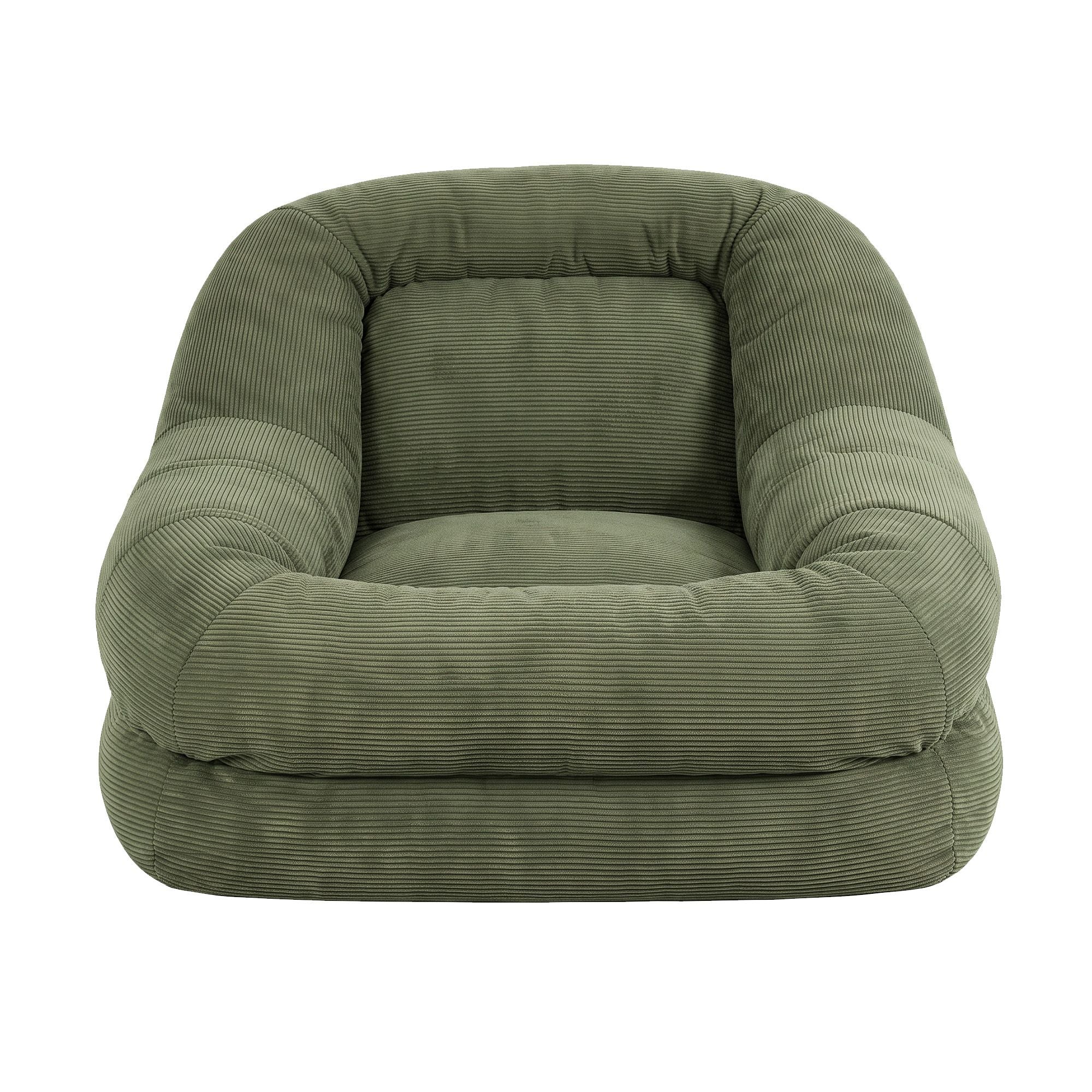 Armchair Floor Chair Couch Recliner 1 Seater Cloud Chaise Lounge Corduroy Green