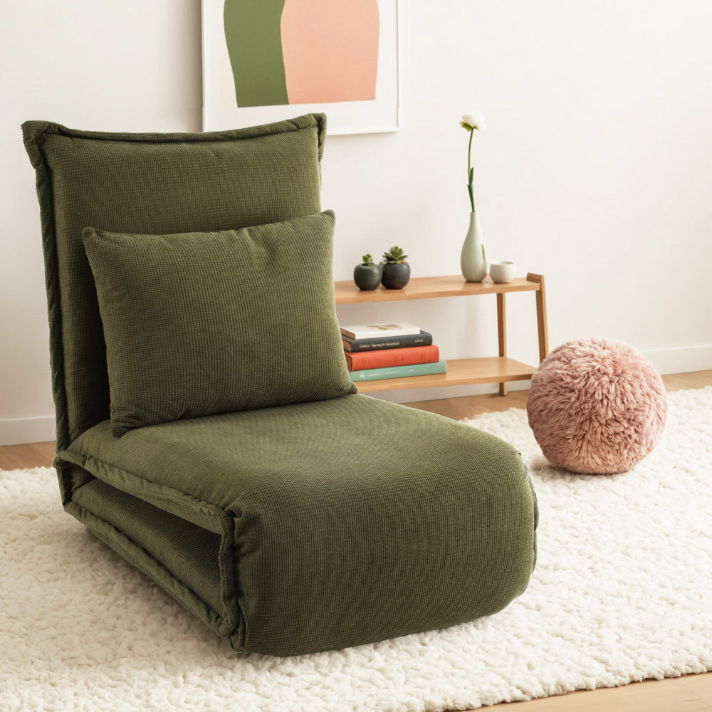 Floor Lounge Sofa Bed Foldable Green