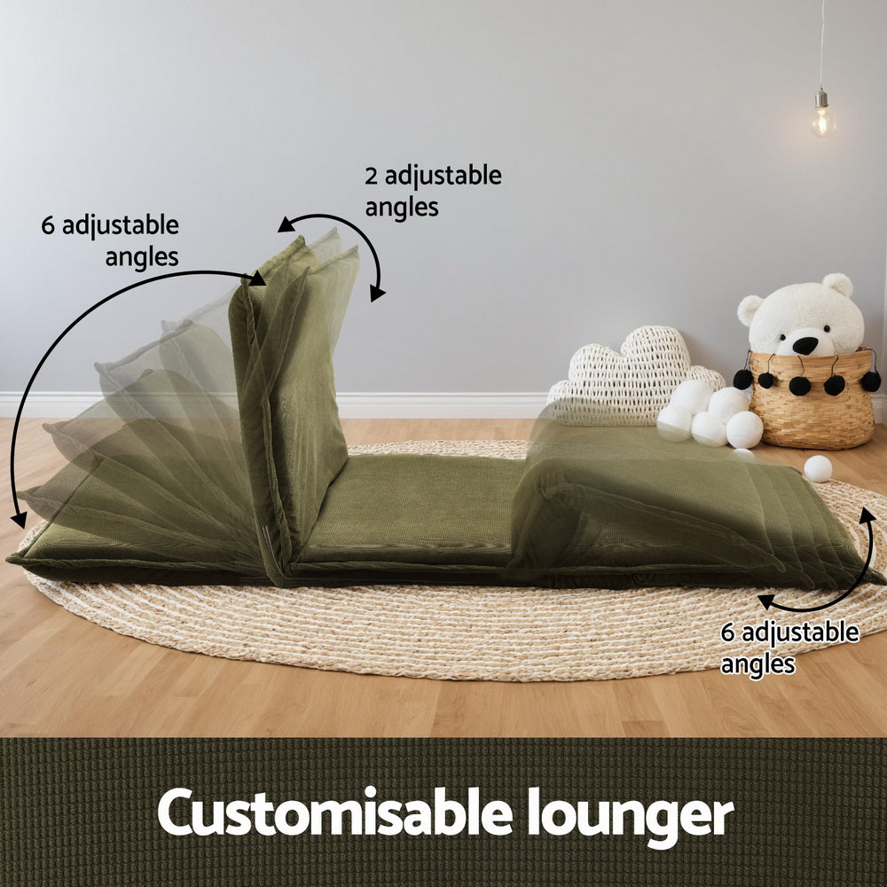 Floor Lounge Sofa Bed Foldable 2 Seater Green