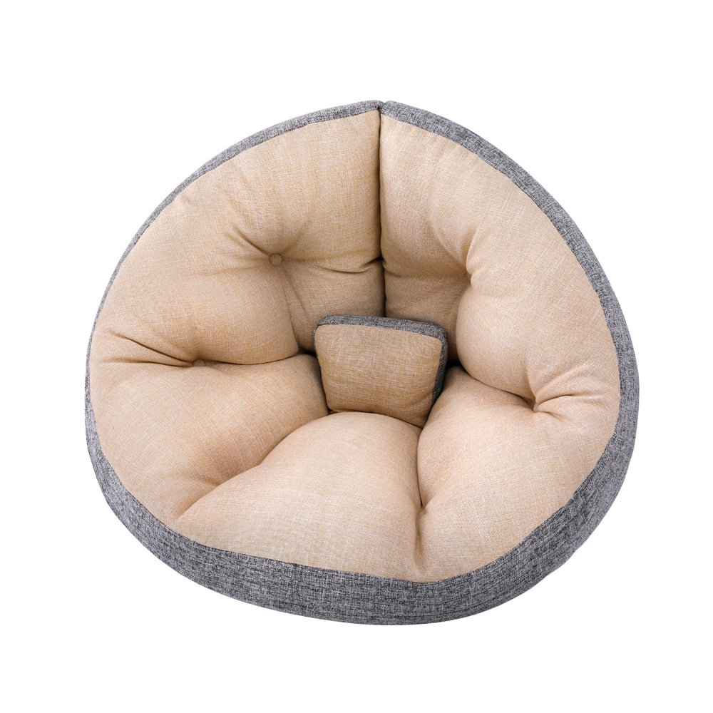 Floor Lounge Day Bed Chair - Beige with cushioned design and contrasting gray trim, shown isolated on white background