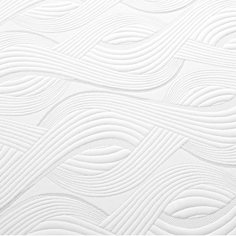 Close-up of textured white fabric surface on Belle Cool Gel Memory Foam Mattress 25cm Thick - Double with wave patterns
