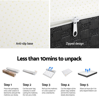 Belle Cool Gel Memory Foam Mattress 25cm Thick - Double with anti-slip base and zippered cover for easy unpacking and ventilation