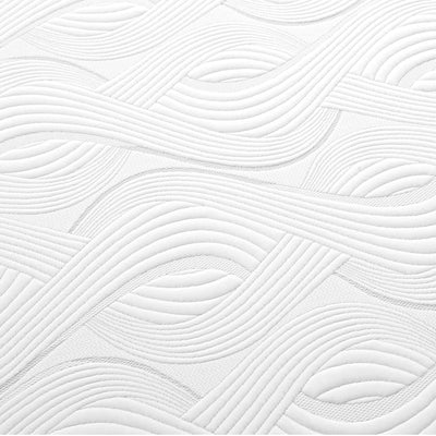 Close-up of white textured surface of Belle Cool Gel Memory Foam Mattress 25cm Thick - King Single showing wave patterns.