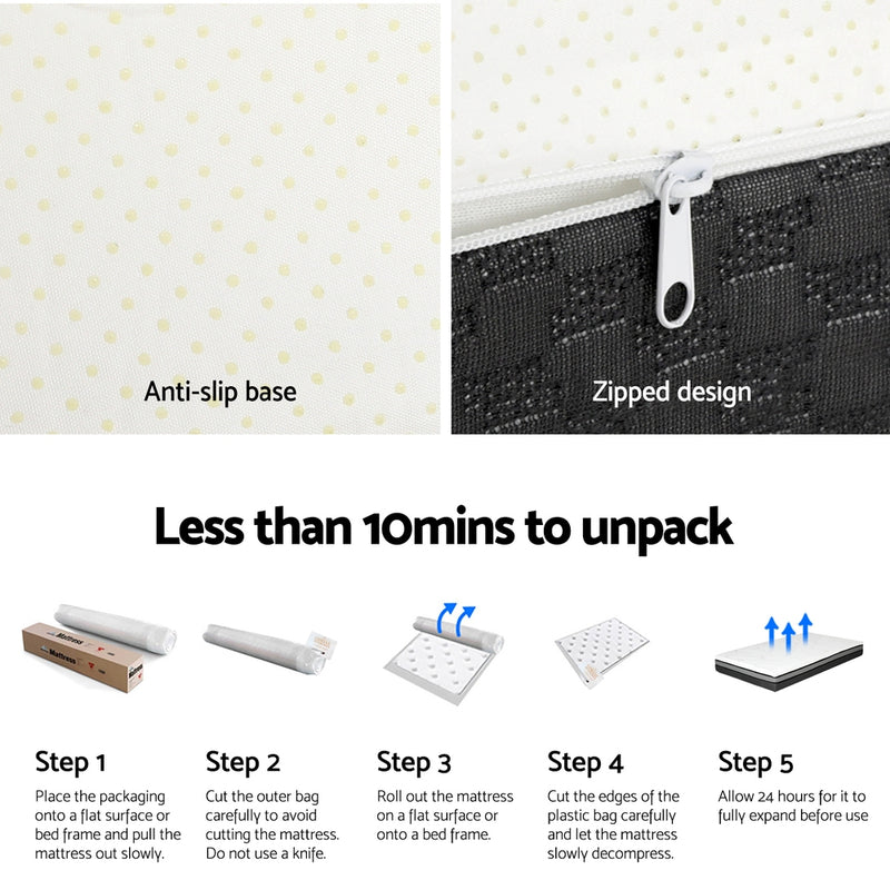 Belle Cool Gel Memory Foam Mattress 25cm Thick - King Single with anti-slip base and zipped design for easy unpacking.