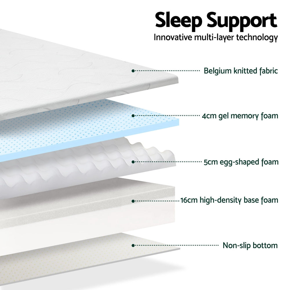 Belle Cool Gel Memory Foam Mattress 25cm Thick - Queen