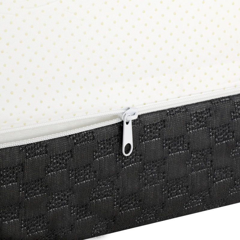 Close-up of zipper on Belle Cool Gel Memory Foam Mattress 25cm Thick - Single with textured black fabric side panel