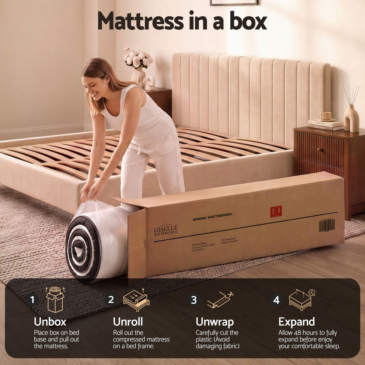 18cm Double Memory Foam Mattress Dual Feel Reversible - Charcoal and White