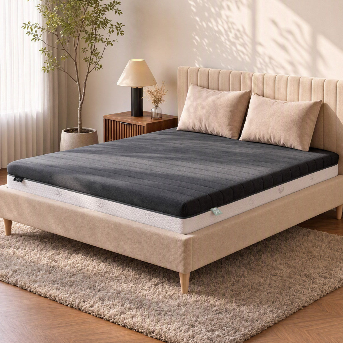 18cm Queen Dual Feel Reversible Memory Foam Mattress - Charcoal