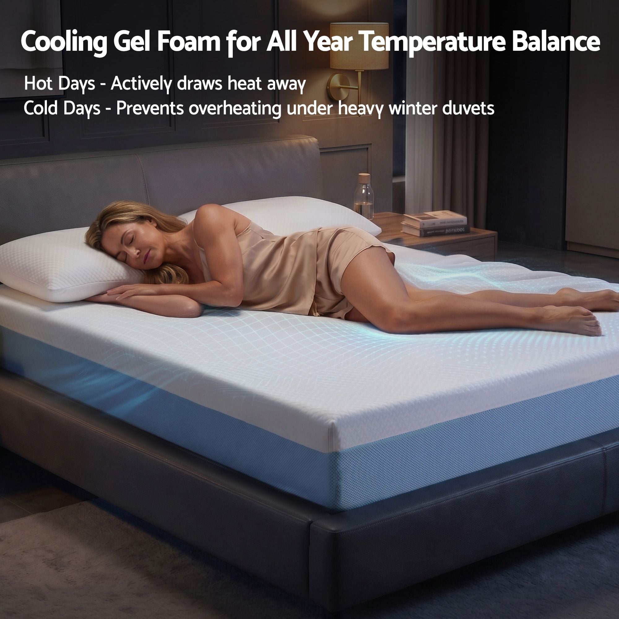 22cm Cooling Gel Memory Foam Mattress Queen Medium Firm
