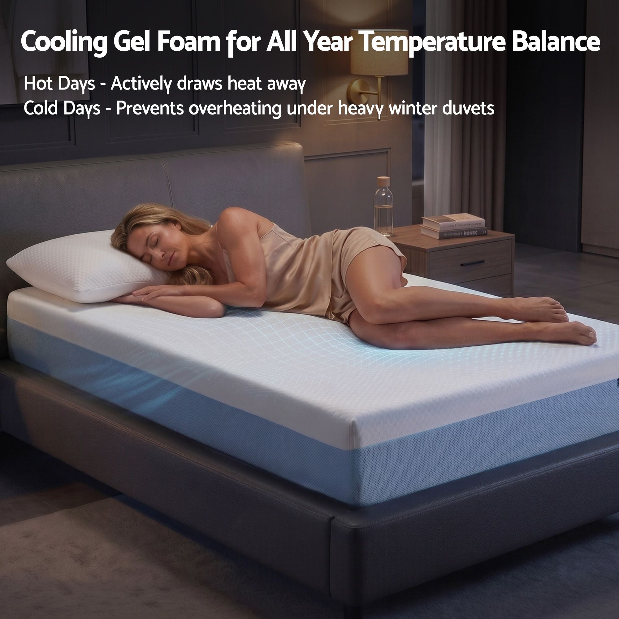 22cm Cooling Gel Memory Foam Mattress Single Medium Firm