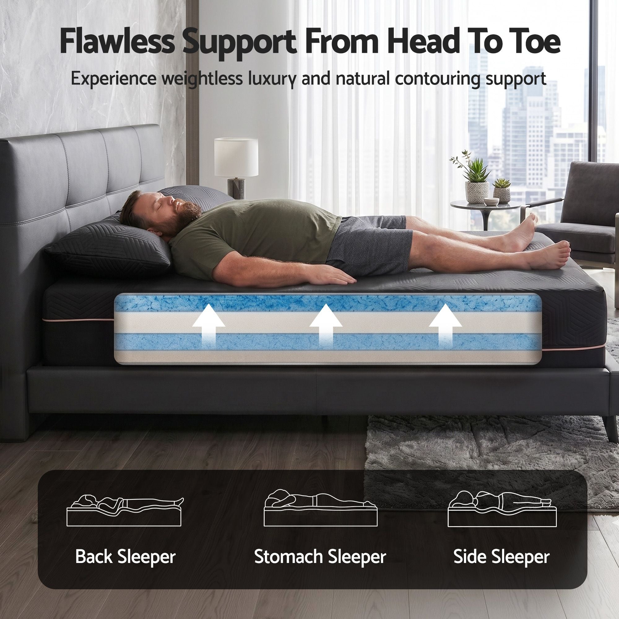 Double Cooling Memory Foam Mattress Medium Firm with Gel Comfort 30cm