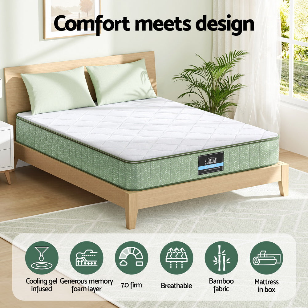 25cm Memory Foam Mattress Dual Layer Zipper Cover Cool Charcoal Foam Mattresses Queen